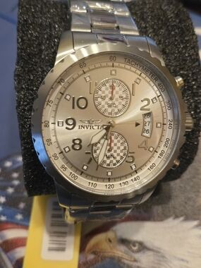 Invicta Silver-Tone Chronograph Bracelet Watch